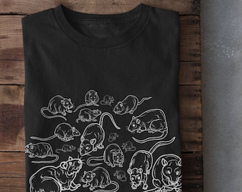 Camiseta de rato, presente para amantes de ratos, gótico, punk, caveira, ocultismo, satânico, gótico de shopping, roupas grunge, goblincore, taxidermia, terror, roupas alternativas