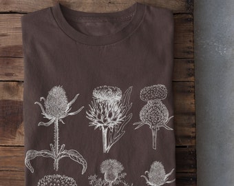 Thistles, Botanical Shirt, Wildflower Shirt, Garden Shirt, Wildflower Tee, Plant Lover Gift, Women's Flower Tee, Plant Shirt, Scottish Shirt