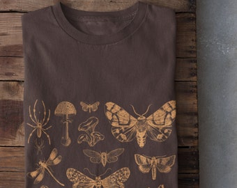 Moths and Mushrooms Tshirt, Moths Tshirt, Grunge Clothing, Cottagecore Shirt, Goblincore Clothing, Fairycore Clothing, Indie Clothing