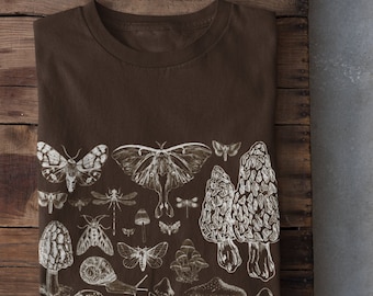 Mushroom Tshirt, Mushroomcore Shirt, Grunge Clothing, Cottagecore Shirt, Moths Tshirt, Fungi T-shirt, Goblincore Shirt, Indie Colthing