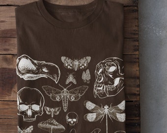 Mushroom Skull Tshirt,Alt Clothing,Grunge Clothing,Dark Academia Clothing,Goblincore Clothing,Grunge Fairycore,Mushroom Shirt,Grunge Shirt