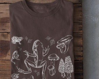 Camiseta de hongo y rana, regalo para amantes de las ranas, camiseta cottagecore, ropa grunge de hadas, camiseta de Dark Academia, camiseta de sapo, camiseta de goblincore, ropa alternativa