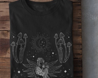 Maglietta a forma di fungo Fairycore, Abbigliamento grunge fatato, Abbigliamento alternativo, Abbigliamento da strega, Maglietta estetica Dark Academia, Soft Grunge, Maglietta celeste,