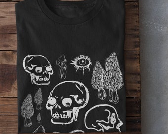Vêtements grunge,Vêtements alternatifs,Centre commercial gothique,Gothique traditionnel,Goth doux,Goth pastel,Chemise gothique,Dark Academia,Dark Cottagecore,T-shirt tête de mort,Champignons