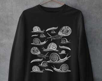 Cottagecore Snail Sweatshirt,Goblincore Goth ,Grunge Fairycore Clothing,Witchy Sweater,Dark Academia Aesthetic,Botanical Art,Fairy Grunge