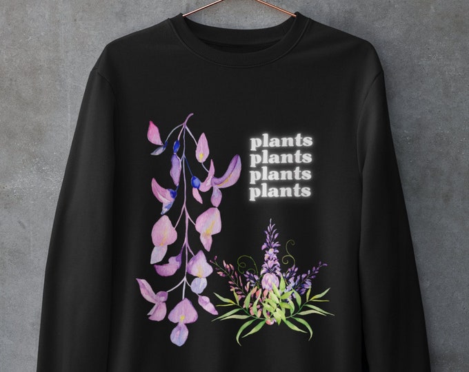 Plants Sweatshirt, Y2k Sweater, Harajuku Sweatshirt, Kawaii Clothing, Korean Oversized Crewneck, Baggy Grunge Sweater