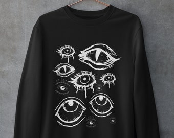 Grunge Clothing,Alt Clothing,Mall Goth,Trad Goth,Strange Unique Gifts,Pastel Goth,Grunge Sweater,Dark Academia,Eyes Sweater,Punk