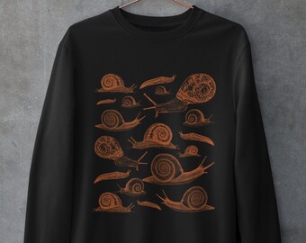 Cottagecore Snail Sweatshirt,Goblincore Goth ,Grunge Fairycore Clothing,Witchy Sweater,Dark Academia Aesthetic,Botanical Art,Fairy Grunge