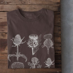 Thistles, Botanical Shirt, Wildflower Shirt, Garden Shirt, Wildflower Tee, Plant Lover Gift, Women&#39;s Flower Tee, Plant Shirt, Scottish Shirt