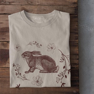 Cottagecore Fairy Rabbit Tshirt, Y2k Fairycore Grunge T Shirt, Pastel Goth Clothing, Goblincore Rabbits Flower Shirts, Botanical Wildflowers