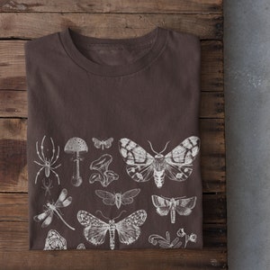 Moths and Mushrooms Tshirt, Moths Tshirt, Grunge Clothing, Cottagecore Shirt, Goblincore Clothing, Fairycore Clothing, Indie Clothing