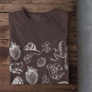 Fairy Grunge Strawberry Shirt,  Cottagecore Mushroom Shirt, Goblincore Clothing, Rat Shirt, Frogs Shirt, Alt Clothing, Dark Academia Shirt