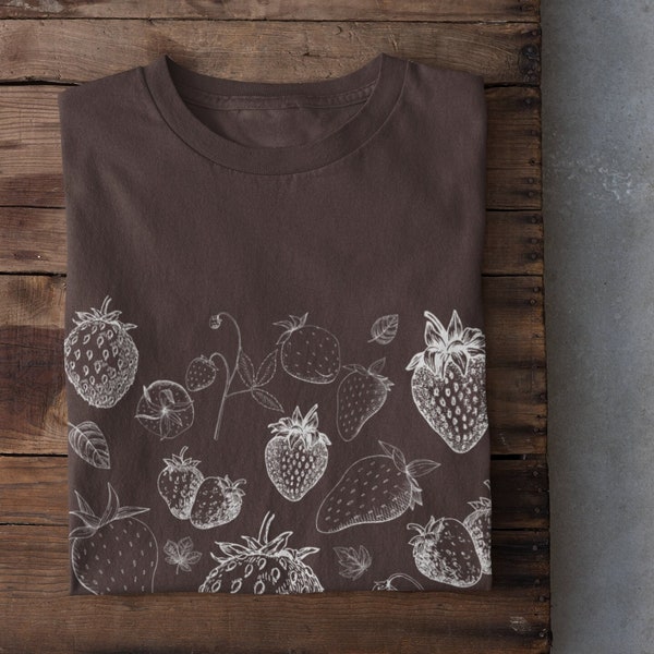 Strawberry Shirt, Botanical Cottagecore Strawberry Tshirt, Botanical Tee, Cottagecore Clothing, Alt Clothing, Botanical Tshirt,Grunge