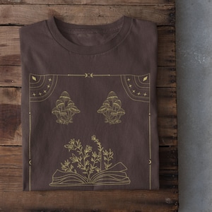 Bookish Shirt,Mushroom Shirt,Dark Academia Clothing,Cottagecore Shirt,Poet Shirt,Goblincore Shirt,Light Academia,Alt Clothing,Fairycore