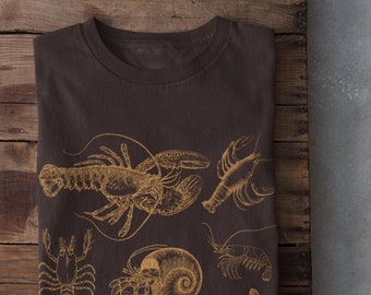 Chemise à manches courtes boutonnée pour homme avec motif de homard rouge