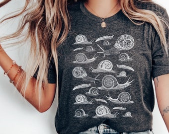 Cottagecore Snail T Shirt, Goblincore Goth , Grunge Fairycore Clothing, Witchy T Shirt, Dark Academia Aesthetic Shirt, Botanical Art Tshirt