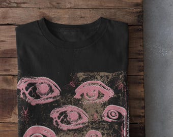 Goth Eyes Art T Shirt, Grunge Kleidung, Harajuku Kleidung, Alternative Shirts, Pastel Goth Kleidung, Goblincore, Dark Cottagecore