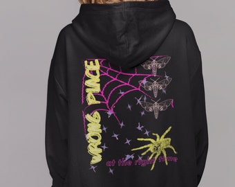 Bluza z kapturem Spider, bluza streetwear, unisexowa bluza z kapturem cyberpunk, gotycka bluza z kapturem, odzież grunge, bluza z kapturem Y2K, modna bluza z kapturem, bluza z kapturem kawaii, odzież alternatywna