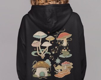 Felpa con cappuccio a forma di rana, felpa ... fungo, felpa con cappuccio alla moda, maglione a forma di rana, felpa con cappuccio oversize, felpa con cappuccio Cottagecore, stampa a forma di rana