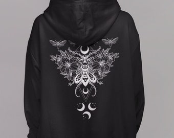 Gothic Hoodie,Motten Hoodie,Dark Academia Hoodie,Fairycore Hoodie,Cottagecore Kleidung,Goth Hoodie,Ästhetischer Hoodie,Luna Motte,Alt Kleidung
