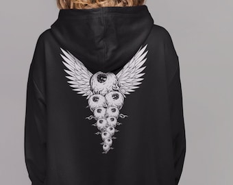 Pastel Goth Eyes-hoodie, zachte gothic-hoodie, zachte grunge, kawaii goth, mall goth, harajuku, egirl-kleding, Y2k-kleding, grunge-kleding
