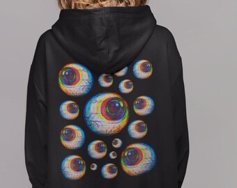Glitch Eyes-hoodie, grunge-kleding, alt-kleding, harajuku-kleding, alternatieve hoodies, pastelgoth-kleding, goblincore, donkere cottagecore