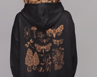 Pilz Hoodie,Motte Hoodie,Dark Academia Hoodie,Fairycore Hoodie,Cottagecore Kleidung,Goth Hoodie,Ästhetischer Hoodie,Luna Motte,Alt Kleidung