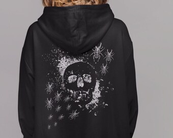 Skull Hoodie,Insects Hoodie,Dark Academia,Fairycore Hoodie,Cottagecore Clothing,Pastel Goth Hoodie,Aesthetic Hoodie,Luna Moth,Alt Clothing