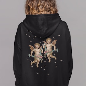 Dark Academia Hoodie,Cherubs and Birds Hoodie,Angels Hoodie,Grunge Clothing,Alt Clothing,Pastel Goth,Goth Hoodie,Y2k Clothing,Egirl,Harajuku