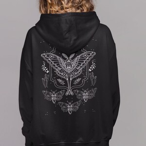 Mushroom Hoodie,Moth Hoodie,Dark Academia Hoodie,Fairycore Hoodie,Cottagecore Clothing,Goth Hoodie,Aesthetic Hoodie,Luna Moth,Alt Clothing