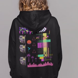 Vaporwave Zip Up Hoodie, Vaporwave Shirt, Cyberpunk Clothing, Synthwave Y2k Glitch Zipper Hoodie, Unisex Zip Hoodie, Nu Harajuku Clothes