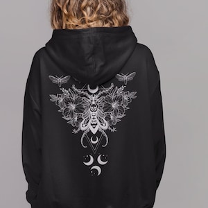 Gothic Hoodie,Moth Zipper Hoodie,Dark Academia Fairycore Hoodie,Cottagecore Clothing,Goth Hoodie,Aesthetic Hoodie,Luna Moth Alt Clothing