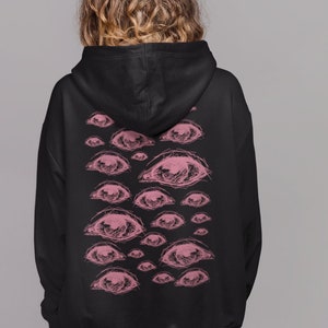 Eyes Hoodie, Grunge Hoodie, Festival Hoodie, Horror Goth Hoodie, Pastel Goth, Mall Goth, Dark Surreal Hoodie, Occult Clothing, Clowncore