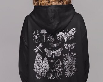 Cottagecore Hoodie, Pilz Hoodie, Grunge Kleidung, Fairycore Kleidung, Indie Kleidung, Weich Goth, Pastel Goth, Motte Hoodie, Dark Academia