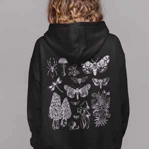 Cottagecore Hoodie, Mushroom Hoodie, Grunge Clothing, Fairycore Clothing, Indie Clothing, Soft Goth, Pastel Goth, Moth Hoodie, Dark Academia