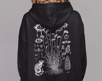 Goth-hoodie, rattenhoodie, moth-hoodie, donkere academische kleding, grunge-kleding, pastelgoth, punkkleding, goblincore, rare kleding, clowncore
