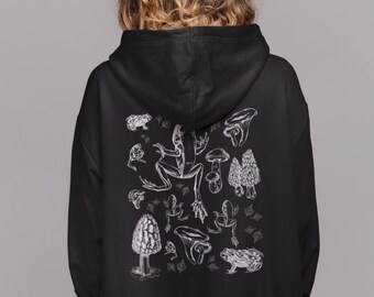 Mushroom Hoodie,Frog Hoodie,Dark Academia Hoodie,Fairycore Hoodie,Cottagecore Clothing,Goth Hoodie,Aesthetic Hoodie,Luna Moth,Alt Clothing