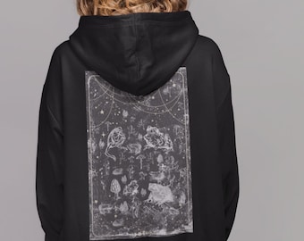 Cottagecore Mushroom Goblincore Frog Zip Up Hoodie,Trendy Mushroom Retro Pullover,Witchy Tarot Card, Grunge Fairycore Dark Academia Zipper