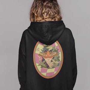 Moth Hoodie,Dark Cottagecore Hoodie,Witchy Hoodie,Alt Clothing,Dark Academia Clothing,Pastel Goth Clothing,Egirl Clothing,Grunge Hoodie