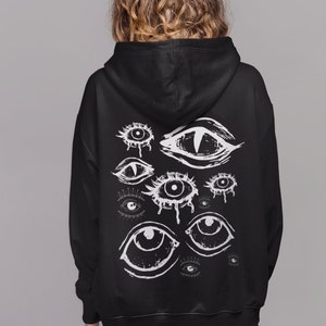 Grunge Glitch Eyes Zip up Hoodie, Pastel Goth Clothing, Alt