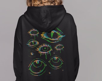 Grunge Glitch Eyes Zip Up Hoodie, Pastel Goth Clothing, Alt Clothing, Alternative Hoodies, Grunge Clothing, Dark Cottagecore, Y2k Futuristic