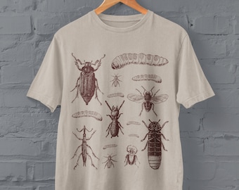 Maglietta Cottagecore Insects, Goblincore Goth, Abbigliamento Grunge Fairycore, T-shirt Witchy, T-shirt Dark Academia Aesthetic, Regali di insetti d'arte botanica