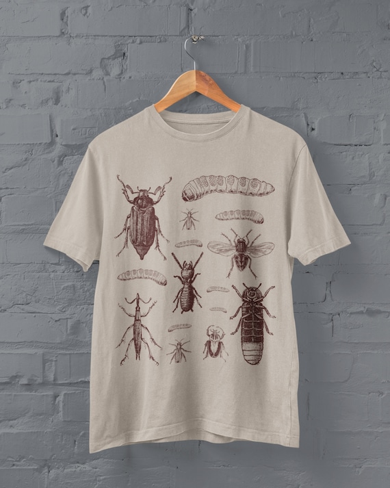 Cottagecore Insects Shirt,Goblincore Goth,Grunge Fairycore Clothing,Witchy Tshirt,Dark Academia Aesthetic Tee,Botanical Art Bugs Gifts