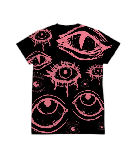 Grunge Clothing,alt Clothing,all Over Print Eyes Shirt