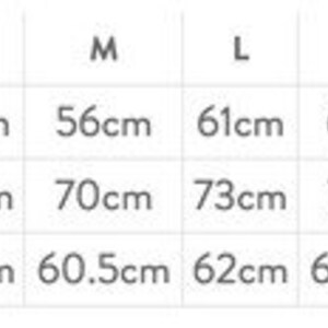 May include: Size chart showing measurements in centimeters for a garment. The measurements include half chest, body length, and sleeve length. Sizes range from S to 3XL.