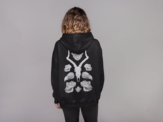 Animal Skulls Hoodie, Goth Hoodie, Skeleton Hoodie, Plus Size Goth