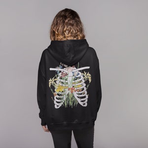 Goth Hoodie,Pastel Goth Clothing,Grunge Ribs Hoodie,Fairycore Hoodie,Gothic Clothes,Grunge Clothing,Soft Goth,Dark Academia,Y2k Clothing