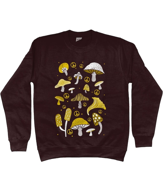 Brown Mushroom Sweatshirt,mushroom Sweater,grunge Sweater,grunge  Clothing,grunge Sweatshirt,goblincore Sweater,peace Sweater,cottagecore -  Etsy