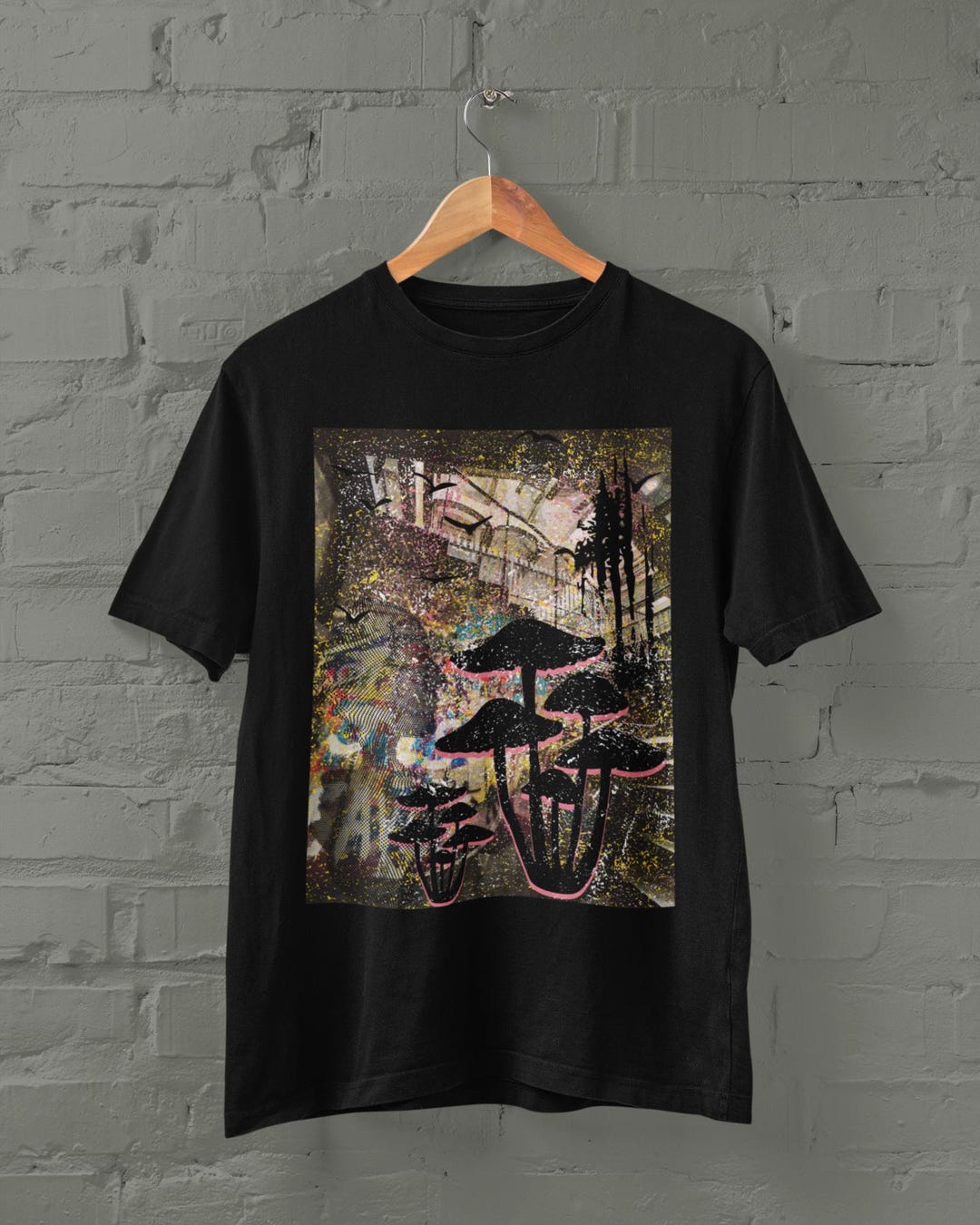 Overized Grunge T-shirt,alternative Mushroom Art Shirt,90s Grunge