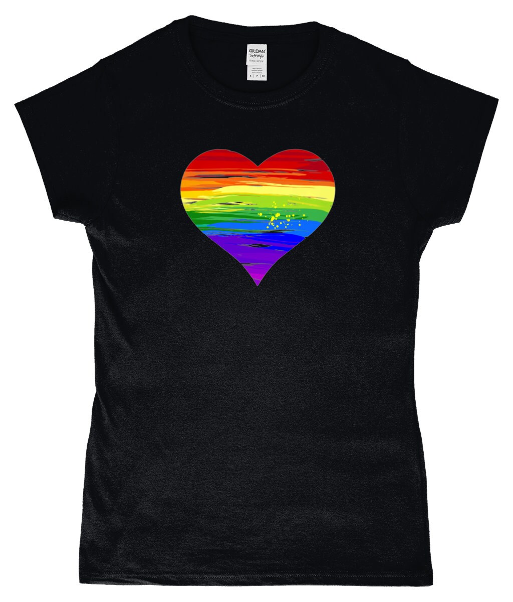 Ladies Pride Rainbow Heart TshirtGay Pride GiftLGBTQ | Etsy